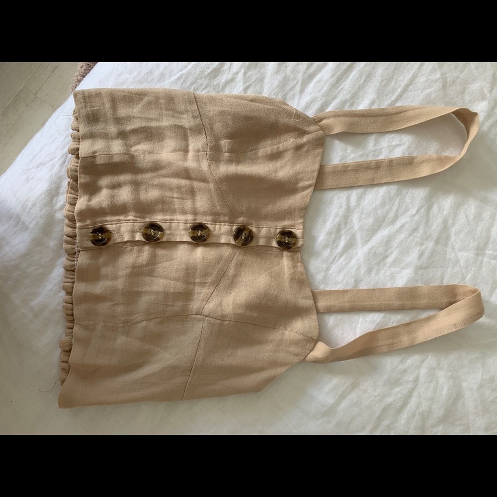 Tan button down crop top